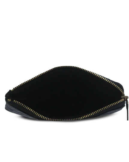 Coach CF358 Black Leather Embossed Corner Zip Wristlet