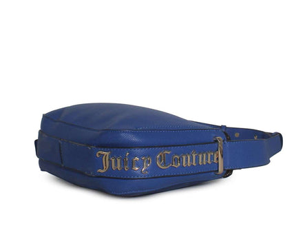 Juicy Couture Blue Pebbled Leather Zip Crossbody Messenger Bag