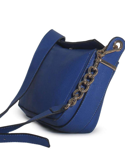 Juicy Couture Blue Pebbled Leather Zip Crossbody Messenger Bag