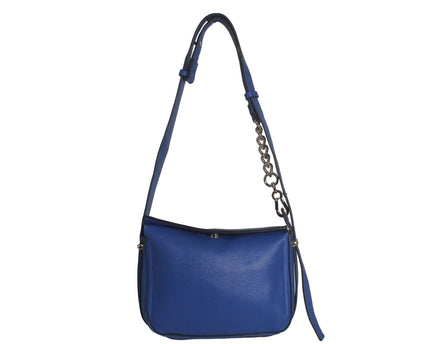 Juicy Couture Blue Pebbled Leather Zip Crossbody Messenger Bag