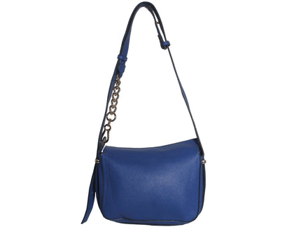 Juicy Couture Blue Pebbled Leather Zip Crossbody Messenger Bag