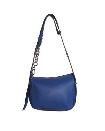 Juicy Couture Blue Pebbled Leather Zip Crossbody Messenger Bag