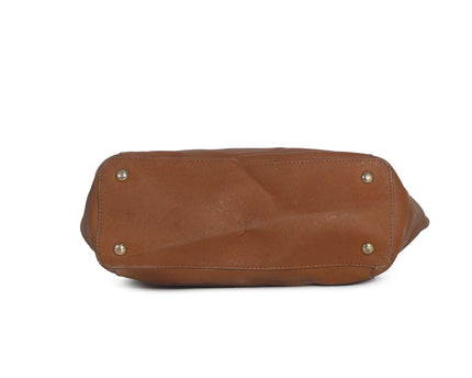 Michael Kors Jet Set Brown Crossgrain Leather Pockets Zipper Tote Shoulder Bag