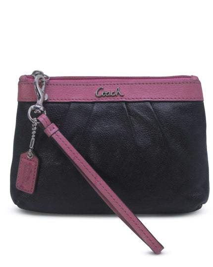 Coach Coin Zip Closure Leather Wristlet