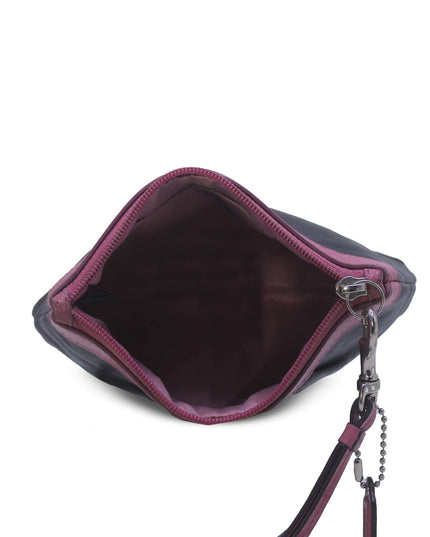 Coach Coin Zip Closure Leather Wristlet