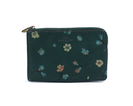 Coach In Signature Canvas Mystical Floral Print Corner Zip Wristlet