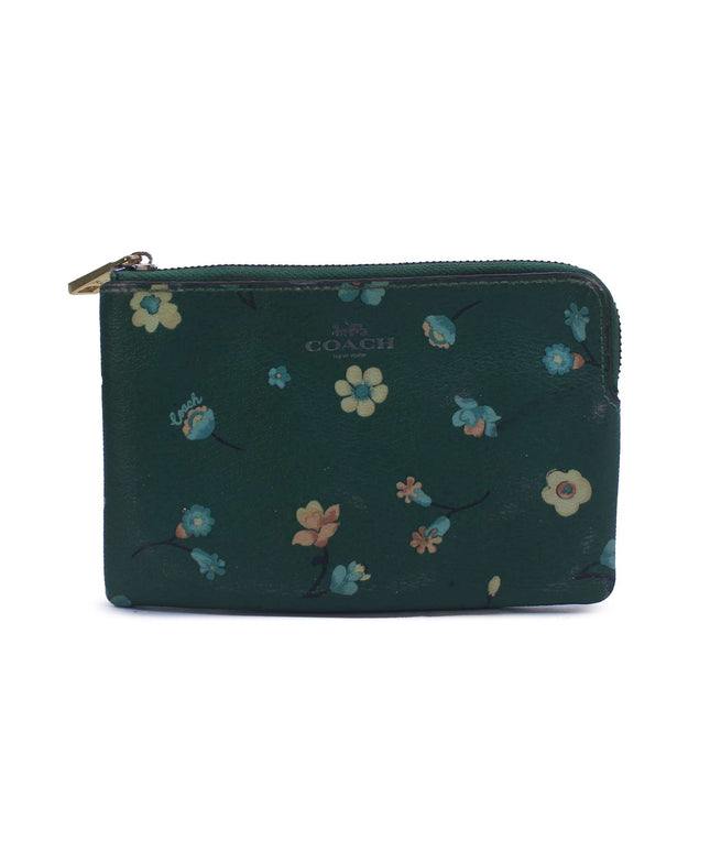 Coach In Signature Canvas Mystical Floral Print Corner Zip Wristlet