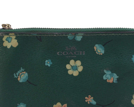 Coach In Signature Canvas Mystical Floral Print Corner Zip Wristlet