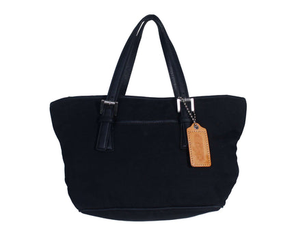 Vintage Coach Twill Leather Trim Tote Bag