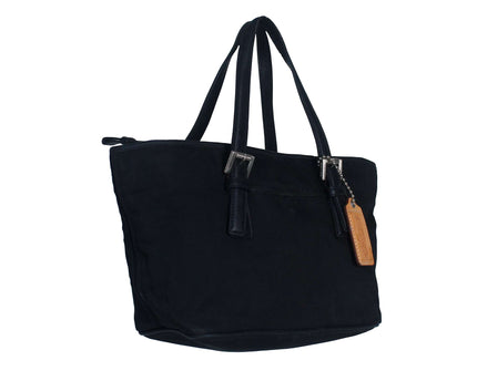 Vintage Coach Twill Leather Trim Tote Bag