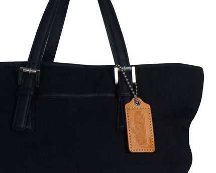 Vintage Coach Twill Leather Trim Tote Bag