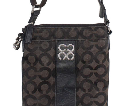 COACH Madison OP Art Signature Black Swingpack Crossbody Purse