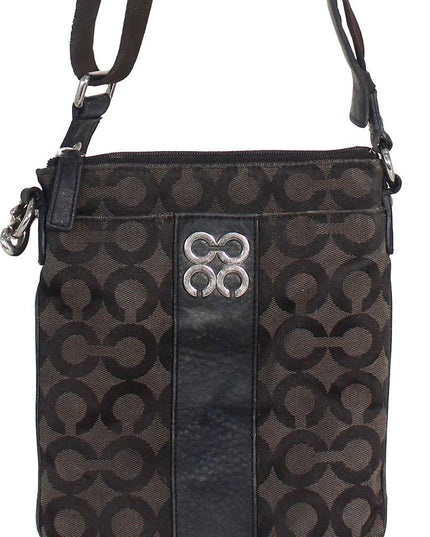 COACH Madison OP Art Signature Black Swingpack Crossbody Purse