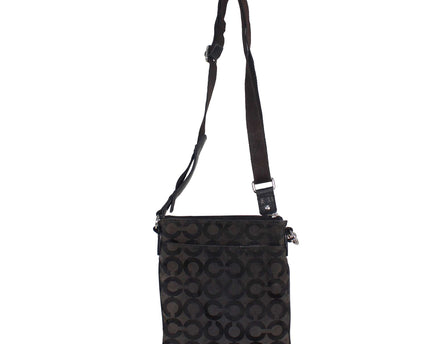 COACH Madison OP Art Signature Black Swingpack Crossbody Purse