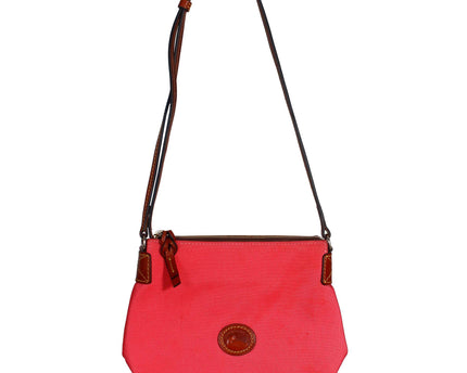 Dooney & Bourke Coral Canvas  Leather Adjustable Strap Crossbody Purse Bag
