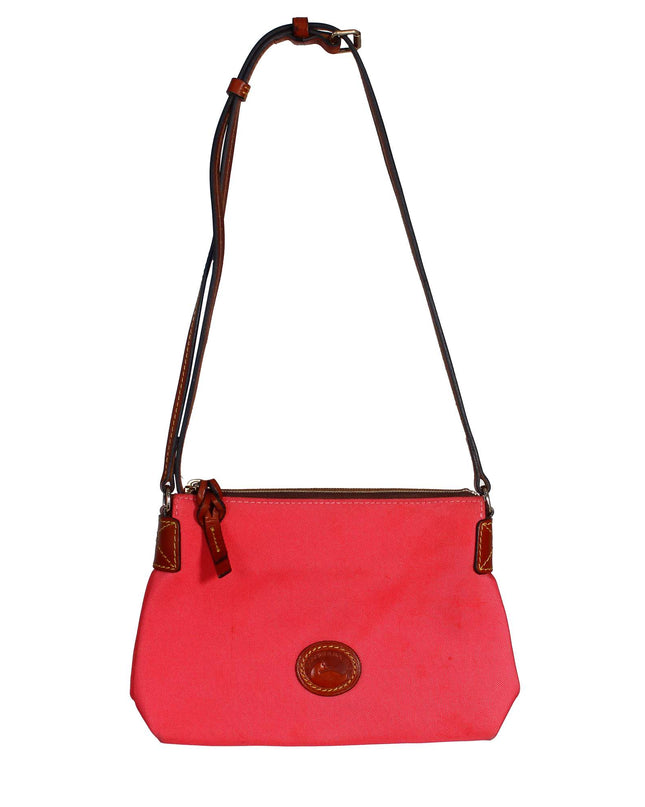 Dooney & Bourke Coral Canvas  Leather Adjustable Strap Crossbody Purse Bag