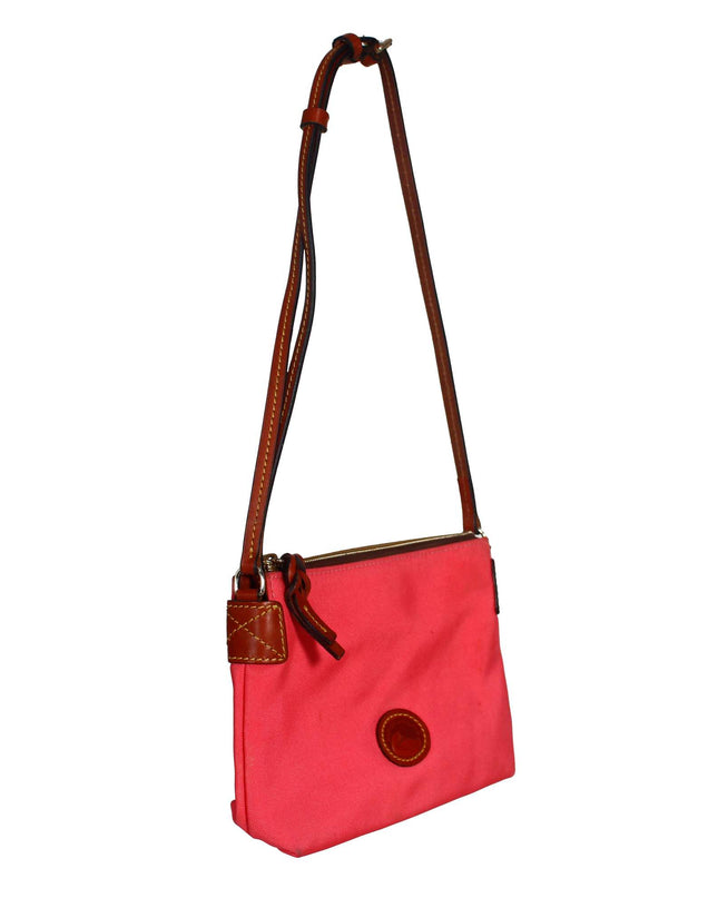 Dooney & Bourke Coral Canvas  Leather Adjustable Strap Crossbody Purse Bag