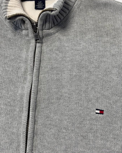 Tommy Hilfiger Grey Full-Zip Cotton Knit Sweater
