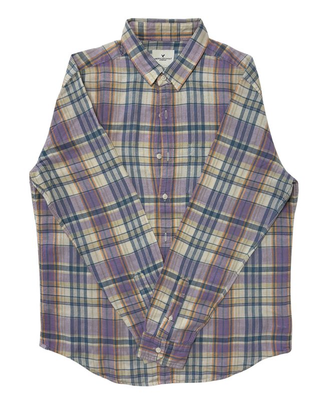American Eagle Multicolor Vintage Washed Plaid Flannel Shirt - L