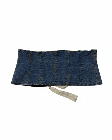 Stradivarius Blue Denim Lace-Up Corset Belt