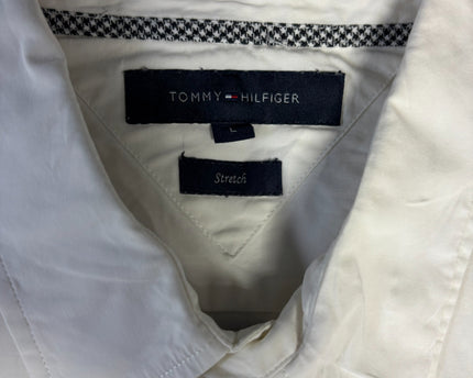 Tommy Hilfiger Men's White Stretch Cotton Long Sleeve Button-Down Shirt