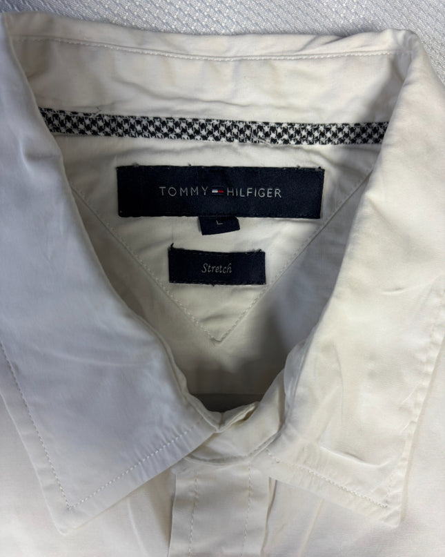 Tommy Hilfiger Men's White Stretch Cotton Long Sleeve Button-Down Shirt