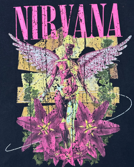 COLLECTIBLE Nirvana In Utero Angel Graphic Black Band T-Shirt - L