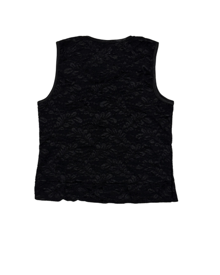 Black Floral Lace Embellished Tank Top - XS