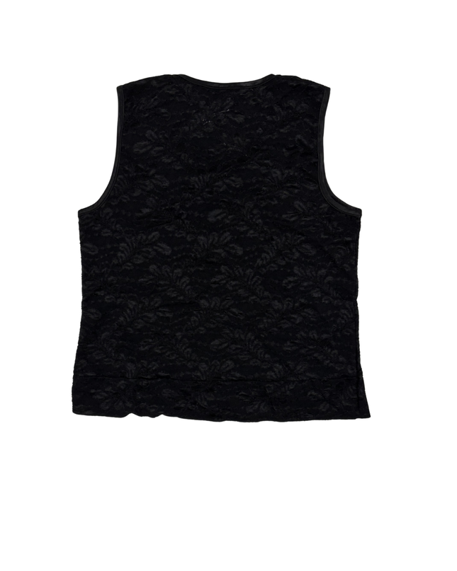 Black Floral Lace Embellished Tank Top - XS