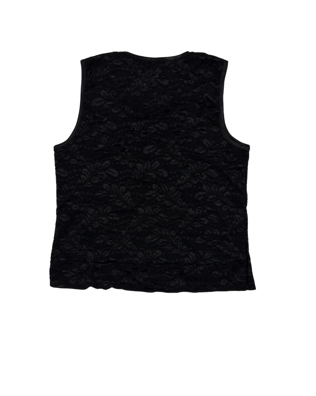 Black Floral Lace Embellished Tank Top - XS