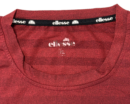 Ellesse Red Striped Logo Print Performance T-Shirt - L