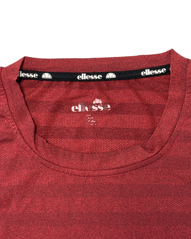 Ellesse Red Striped Logo Print Performance T-Shirt - L