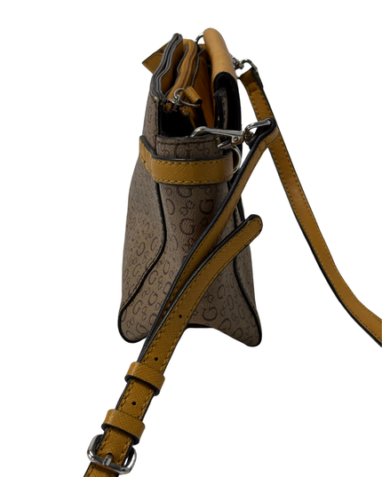 GUESS Monogram & Mustard Yellow Flap Crossbody Bag