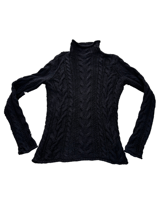 Lauren by Ralph Lauren - Black Cable Knit Sweater - S