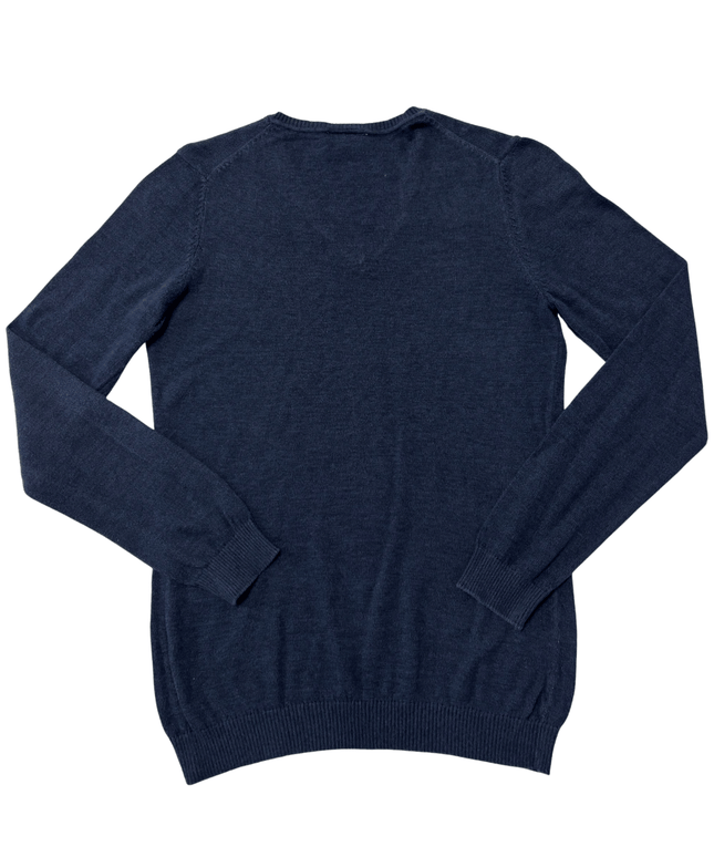U.S. Polo Assn. Rhinestone Logo V-Neck Navy Blue Knit Sweater