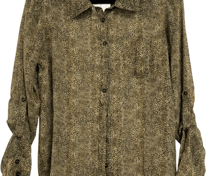 GUESS Leopard-Print Chiffon Button-Up Shirt Brown