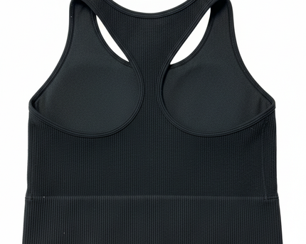 Gilly Hicks Black Ribbed Seamless High-Neck Sports Top