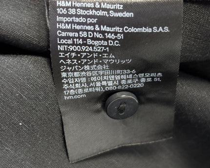 H&M Black Lyocell-Linen Puff Sleeve Tie-Neck Dress