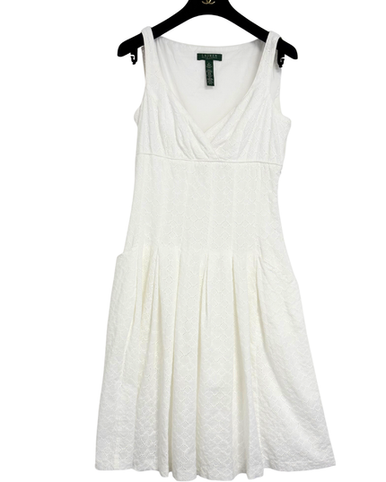 Ralph Lauren White Eyelet Cotton Sleeveless Midi Dress