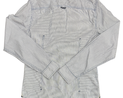 Guess Slim Fit Striped With Band Collar Shirt - XXL