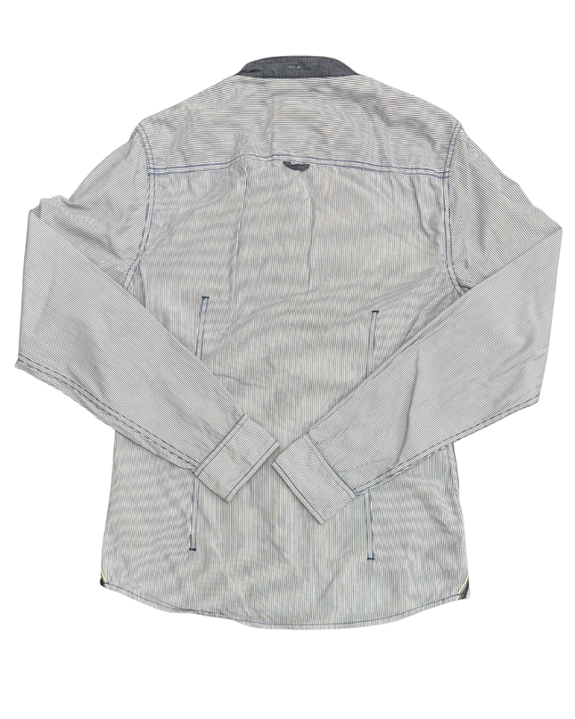 Guess Slim Fit Striped With Band Collar Shirt - XXL