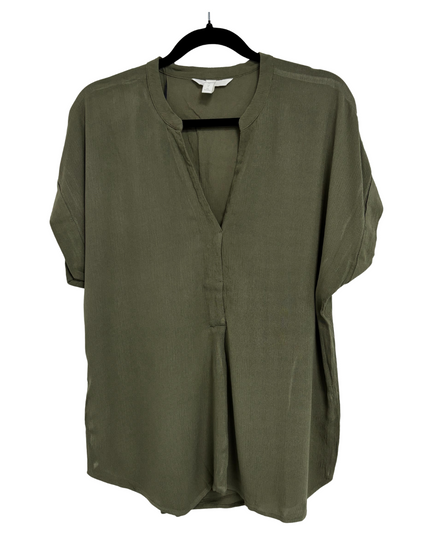 Olive Green Relaxed Fit V-Neck Tunic Top - XL