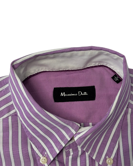 Massimo Dutti Lavender & White Striped Button-Up Shirt - L