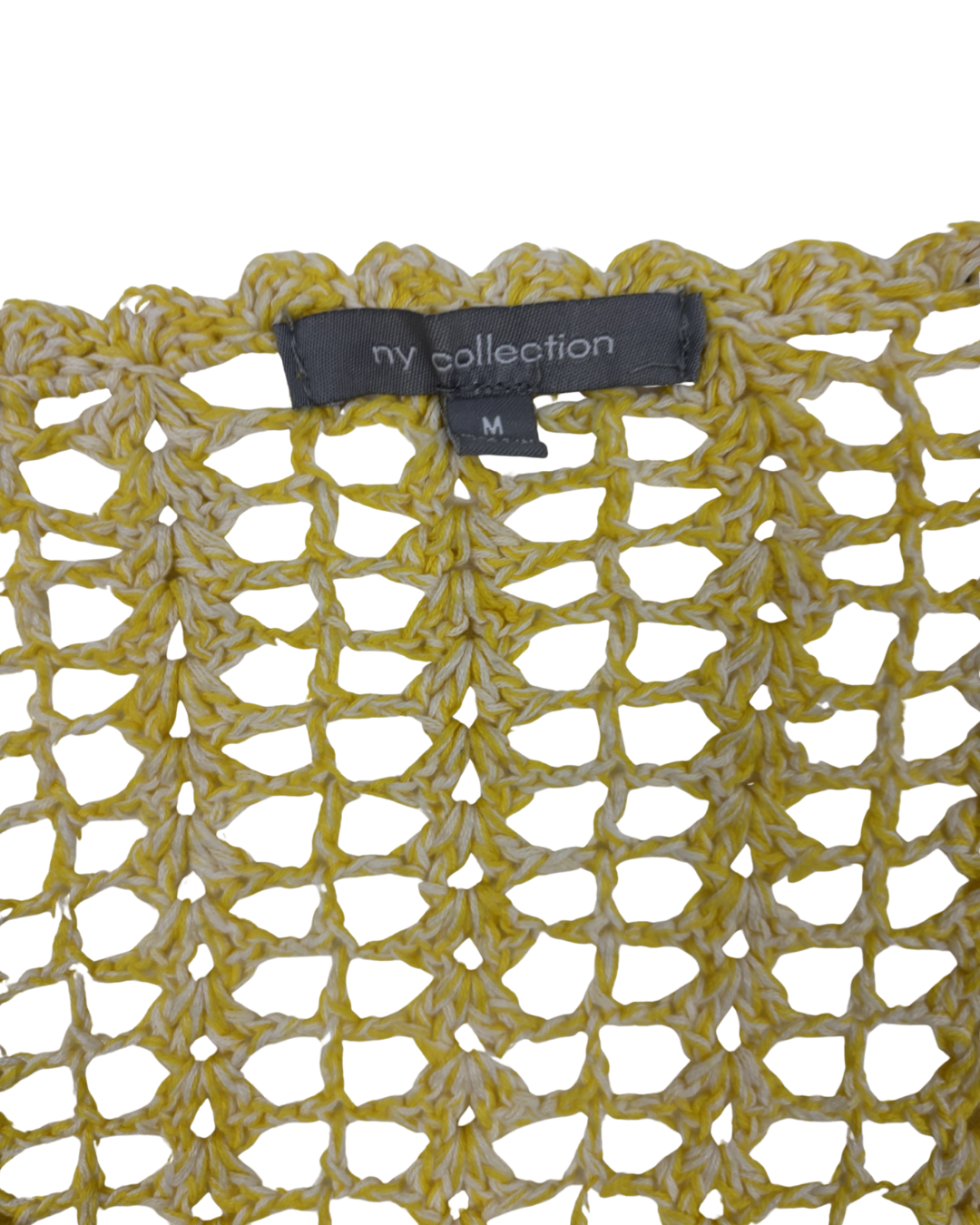 My Collection Sunburst Open-Knit Yellow Crochet Pullover Top - S