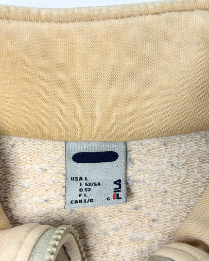 FILA Vintage Beige Quarter-Zip Fleece Pullover Sweatshirt