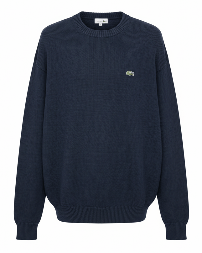 Lacoste Navy Blue Cotton Crewneck Sweater