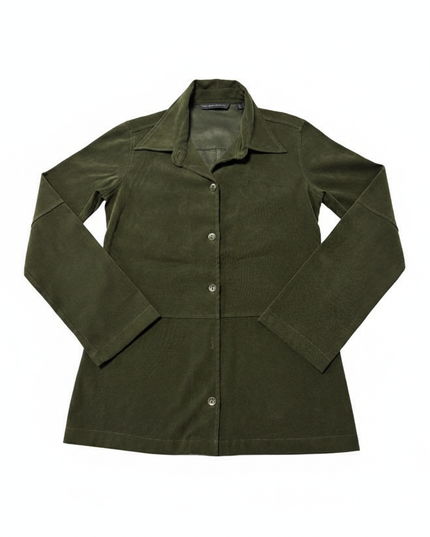 Zara Basic Olive Faux Suede Button-Down Lightweight Jacket