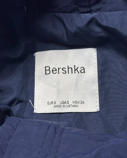 Bershka Navy Blue Graphic Colorblock Windbreaker Jacket