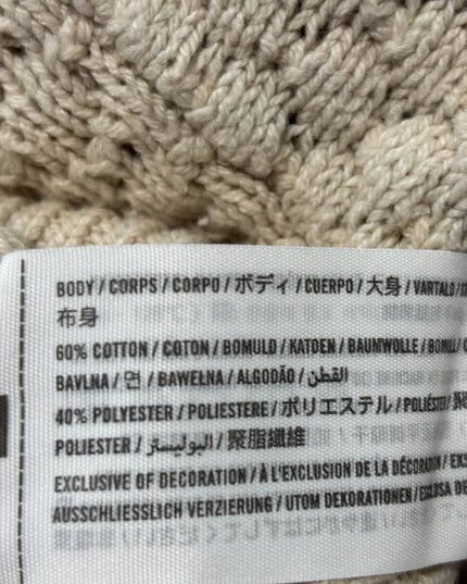 Hollister Beige Pointelle Knit Cropped Sweater