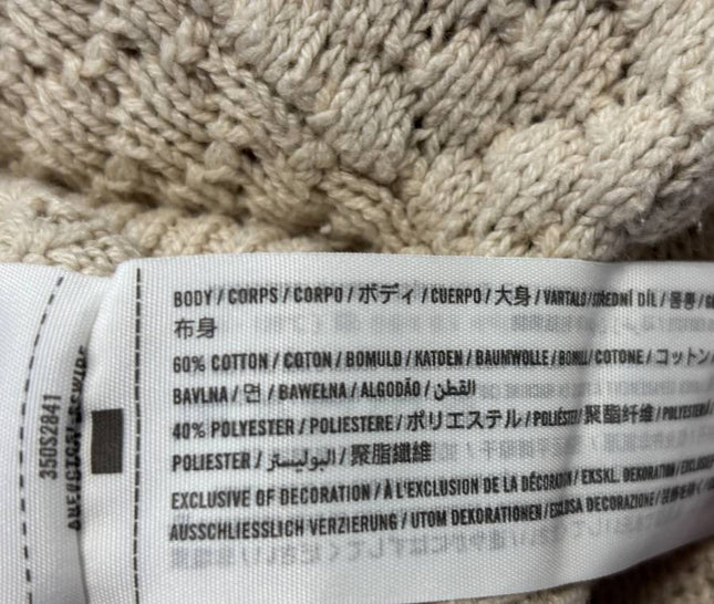 Hollister Beige Pointelle Knit Cropped Sweater